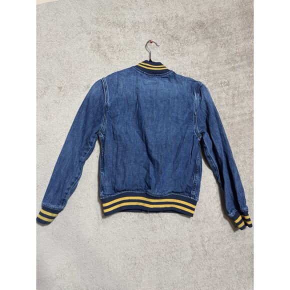 VTG Polo Ralph Lauren Denim Bomber Letterman Spell Out Varsity Jacket M (10-12) - Picture 2 of 9
